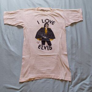 1970s Stylewise Light Pink Elvis Presley "I Love Elvis" T-Shirt Youth Size Small
